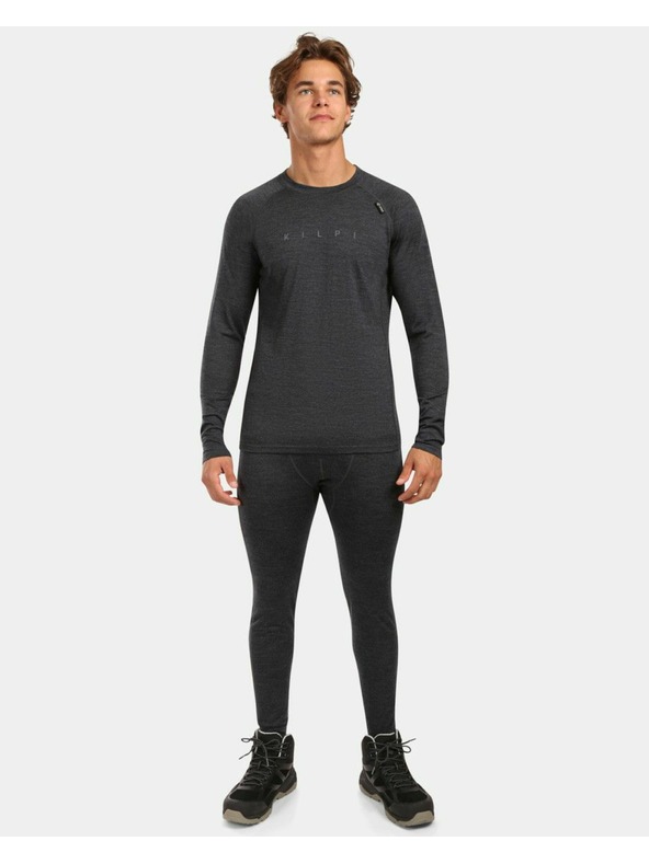 Kilpi Pánske termo tričko z MERINO WOOL s dlhým rukávom Kilpi MAVORA TOP-M Čierna