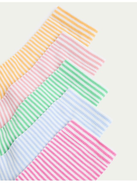 Marks & Spencer Pruhované ponožky s vysokým podielom bavlny, sada 5 párov (6 malé – 7 veľké) Marks & Spencer viacfarebná