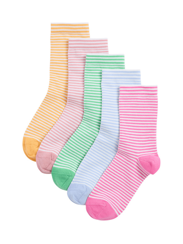 Marks & Spencer Pruhované ponožky s vysokým podielom bavlny, sada 5 párov (6 malé – 7 veľké) Marks & Spencer viacfarebná