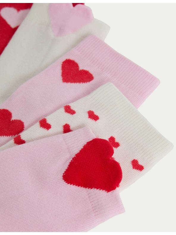 Marks & Spencer Pruhované členkové ponožky s vysokým podielom bavlny, sada 5 párov (6 malé – 7 veľké) Marks & Spencer ružová