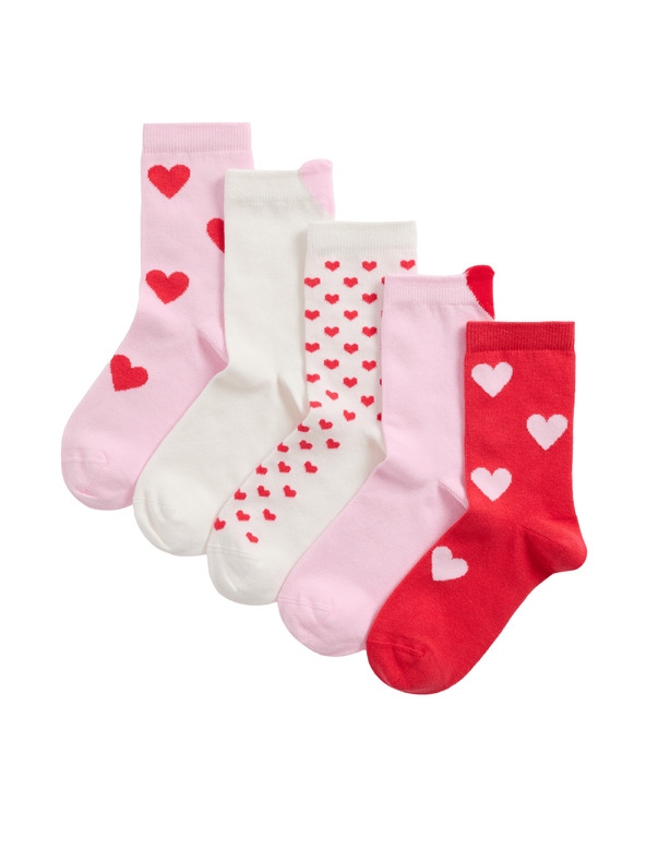 Marks & Spencer Pruhované členkové ponožky s vysokým podielom bavlny, sada 5 párov (6 malé – 7 veľké) Marks & Spencer ružová