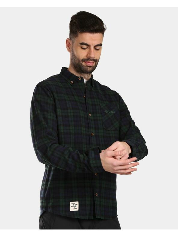 Kilpi Pánska športová flanelová košeľa Kilpi FLANNY-M Tmavo zelená