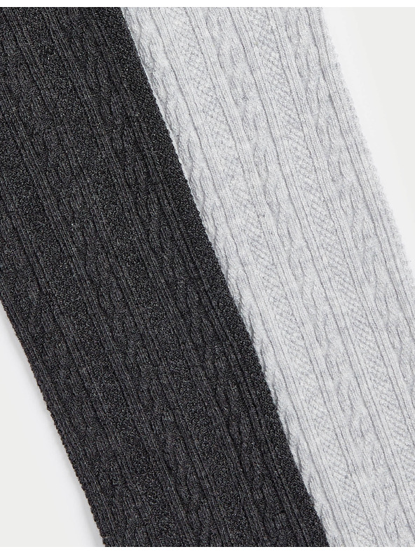 Marks & Spencer Sada 2 ks pančuchových nohavíc so vzorom vrkoča a vysokým podielom bavlny (2–14 rokov) Marks & Spencer sivá