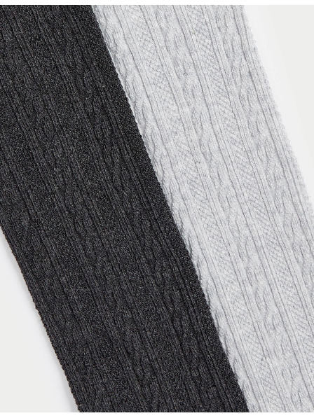 Marks & Spencer Sada 2 ks pančuchových nohavíc so vzorom vrkoča a vysokým podielom bavlny (2–14 rokov) Marks & Spencer sivá