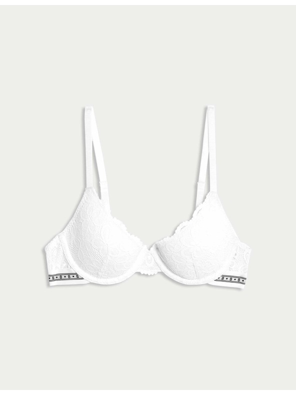 Marks & Spencer Čipková podprsenka Cleo s polovičným košíčkom a kostnicami, veľ. A–E Marks & Spencer biela
