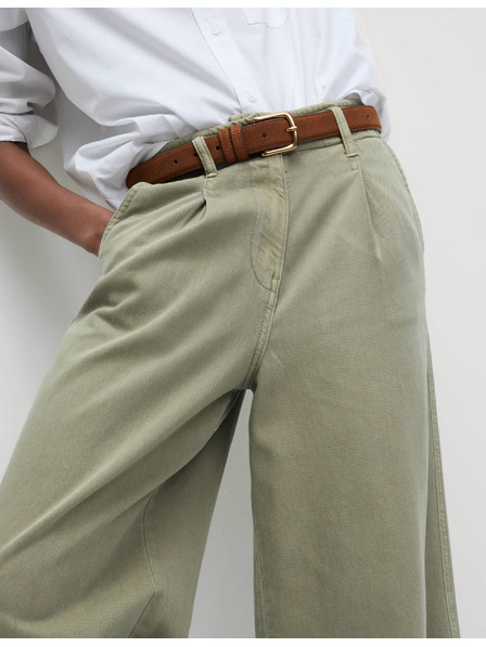 Marks & Spencer Mačkané nohavice širokého strihu s vysokým podielom bavlny Marks & Spencer hnedá