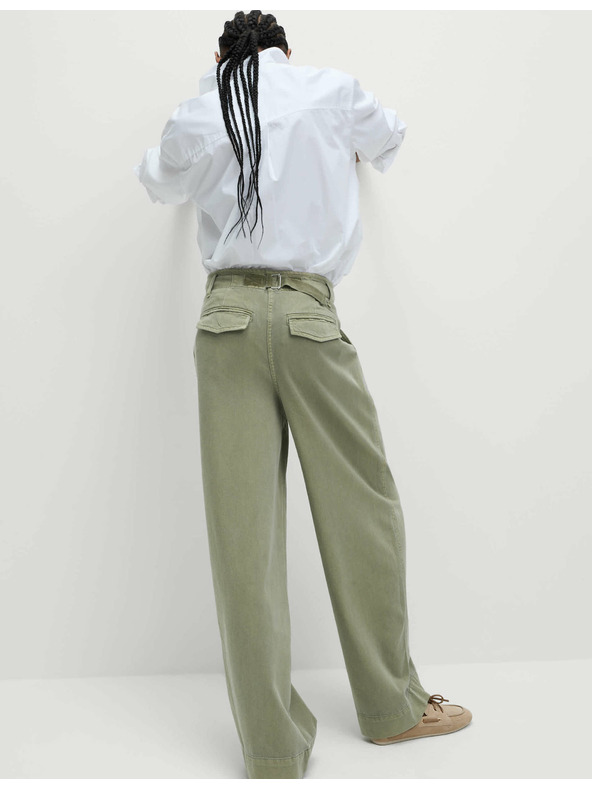 Marks & Spencer Mačkané nohavice širokého strihu s vysokým podielom bavlny Marks & Spencer hnedá