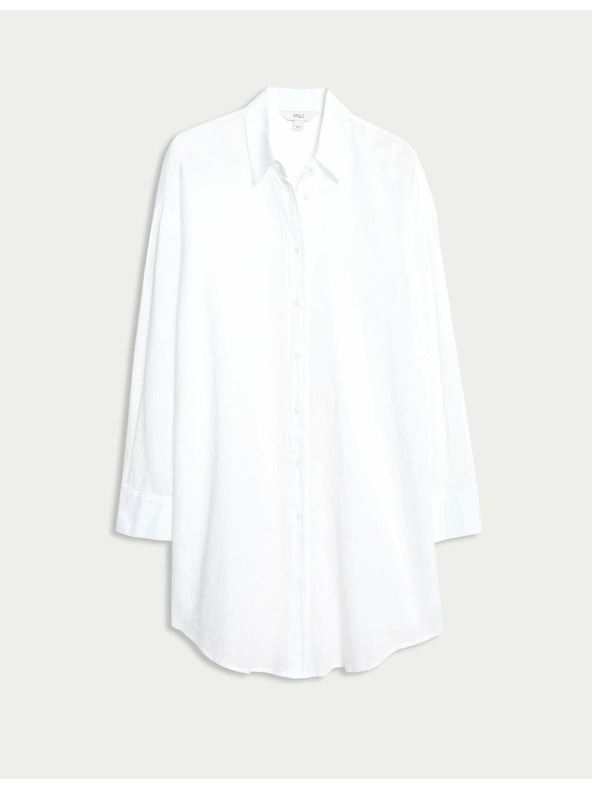 Marks & Spencer Plážová košeľa z čistej bavlny s golierom Marks & Spencer biela