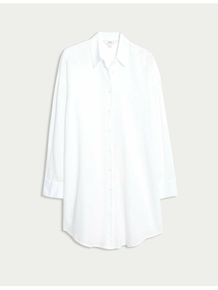 Marks & Spencer Plážová košeľa z čistej bavlny s golierom Marks & Spencer biela