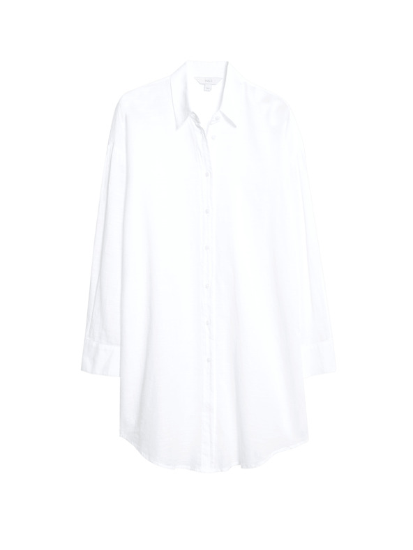 Marks & Spencer Plážová košeľa z čistej bavlny s golierom Marks & Spencer biela