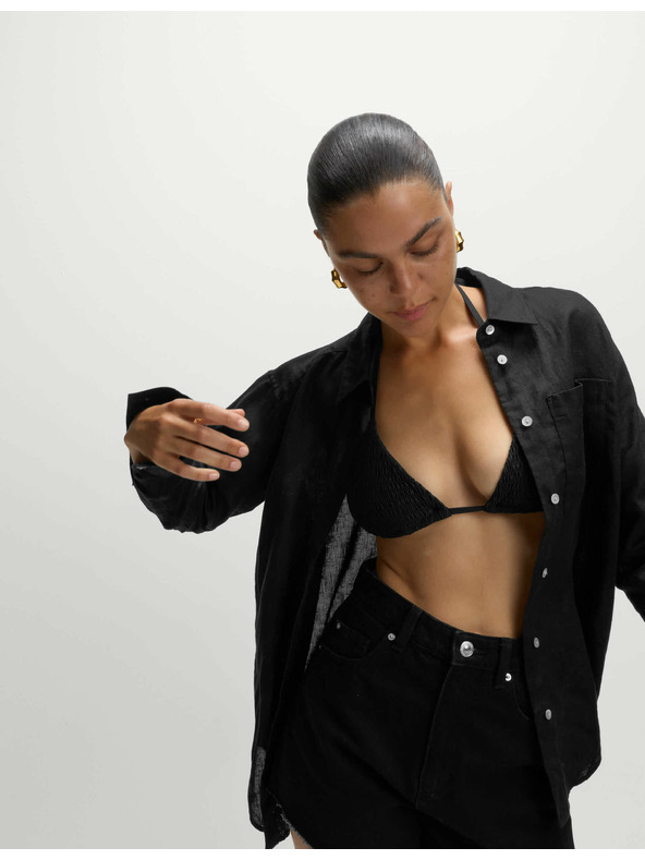 Marks & Spencer Plážová košeľa z čistej bavlny s golierom Marks & Spencer čierna