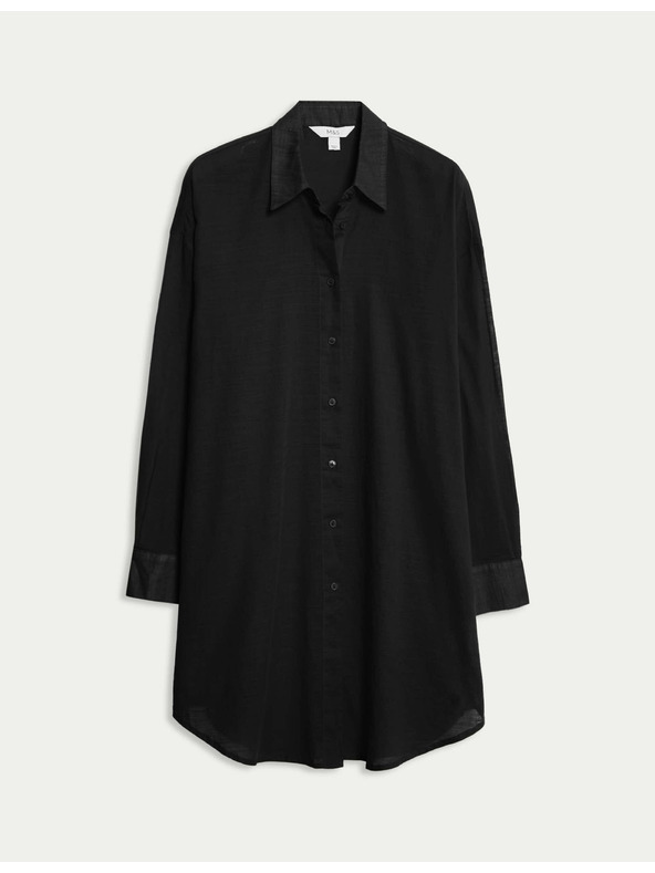 Marks & Spencer Plážová košeľa z čistej bavlny s golierom Marks & Spencer čierna