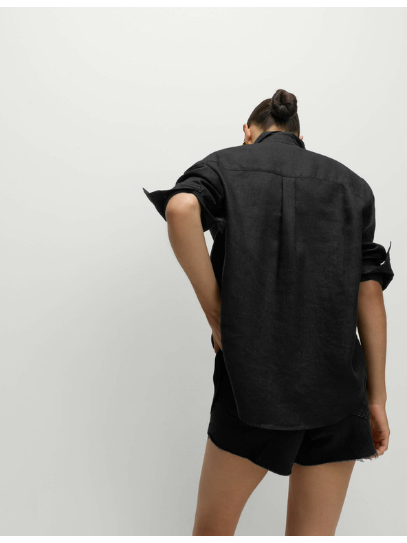 Marks & Spencer Plážová košeľa z čistej bavlny s golierom Marks & Spencer čierna