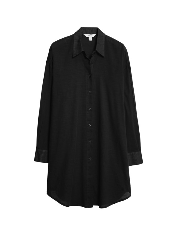 Marks & Spencer Plážová košeľa z čistej bavlny s golierom Marks & Spencer čierna