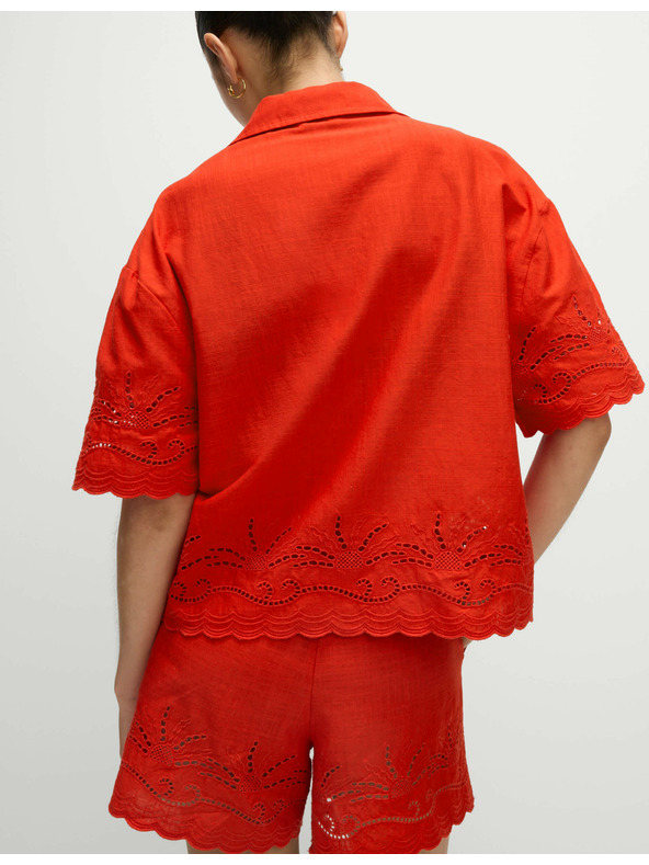 Marks & Spencer Plážové šortky z čistej bavlny s výstrihom Marks & Spencer červená