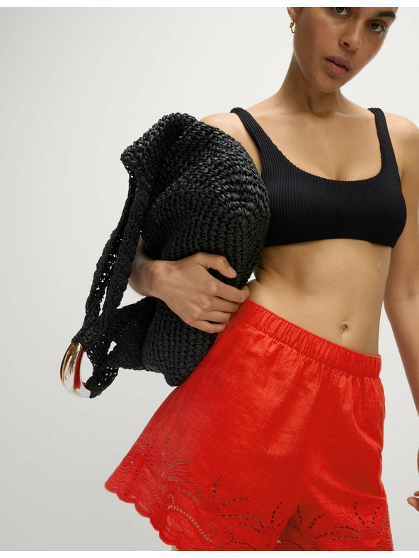 Marks & Spencer Plážové šortky z čistej bavlny s výstrihom Marks & Spencer červená