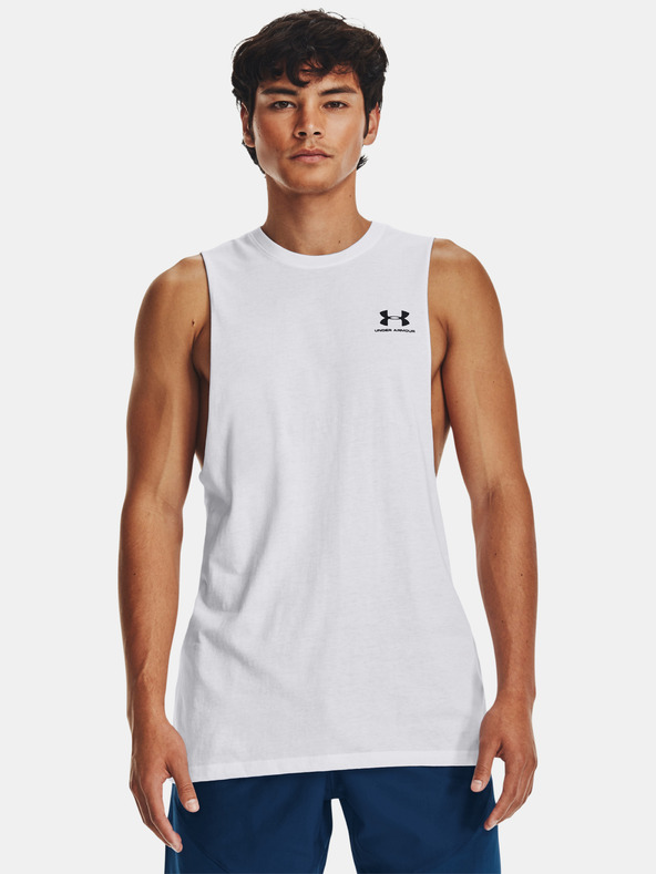 Under Armour Pánske tielko Under Armour UA LEFT CHEST CUT OFF TANK-WHT