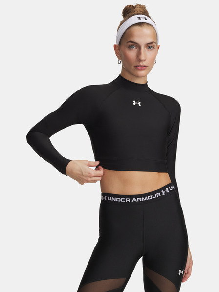 Under Armour Dámske tričko Under Armour HeatGear Crop Mock LS-BLK