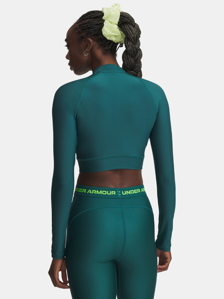 Under Armour Dámske tričko Under Armour HeatGear Crop Mock LS-GRN