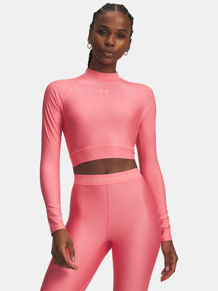 Under Armour Dámske tričko Under Armour HeatGear Crop Mock LS-PNK