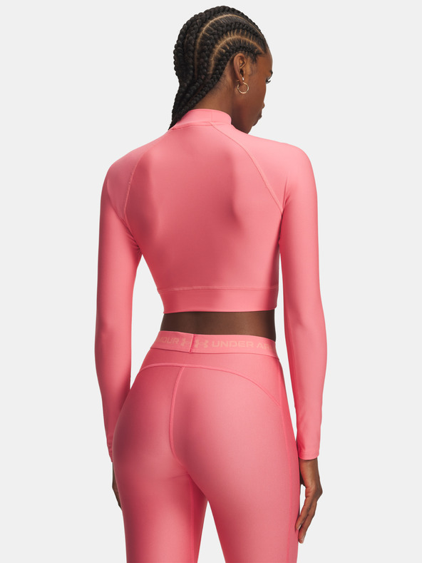 Under Armour Dámske tričko Under Armour HeatGear Crop Mock LS-PNK