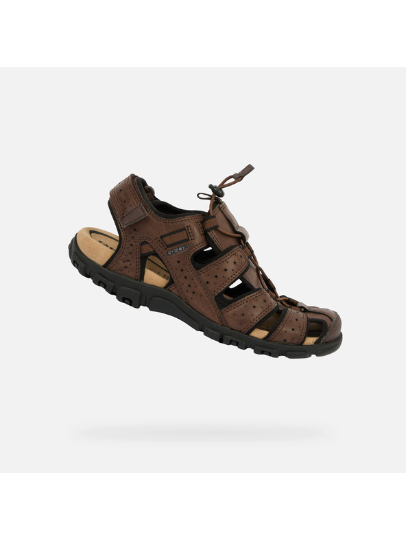 Geox Tmavohnedé pánske sandále Geox Omo Sandal Strada