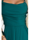 numoco Maxi šaty na ramienka s korzetovým šnurovaním na chrbte a rozparkom - fľaškovo zelená
