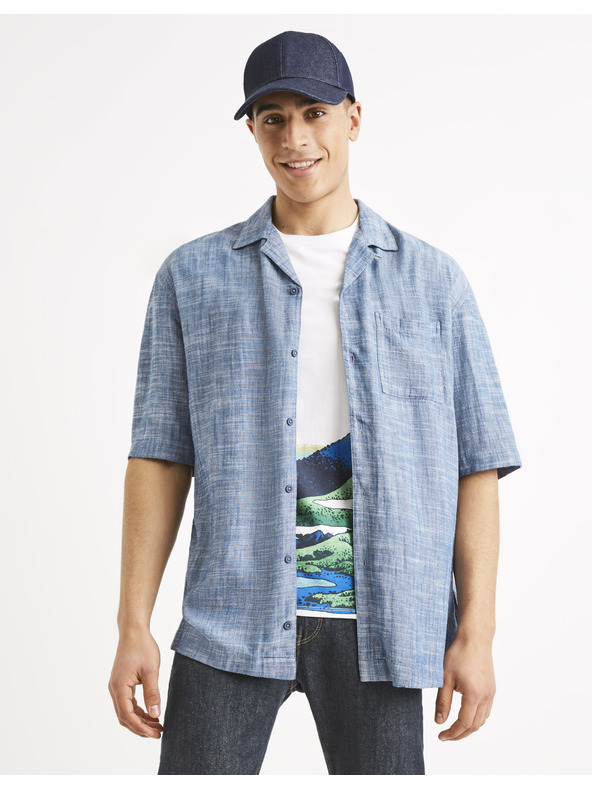 Celio Modrá pánska pruhovaná košeľa Celio Tallinn