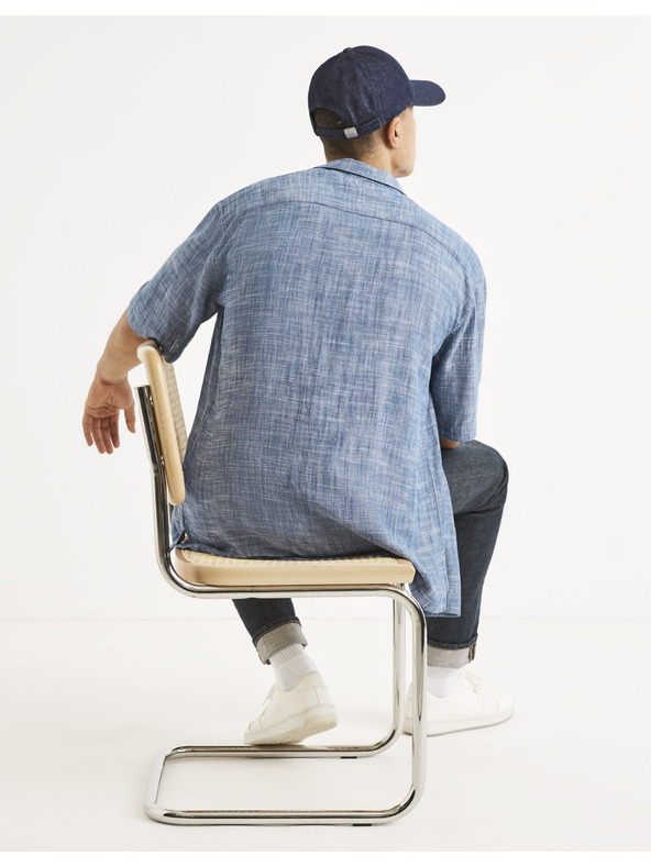 Celio Modrá pánska pruhovaná košeľa Celio Tallinn