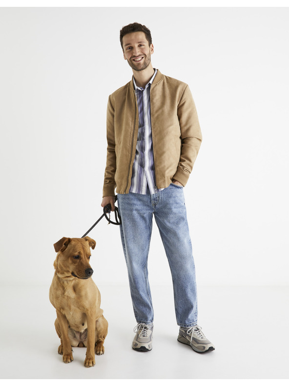 Celio Svetlohnedá pánska bombera zo semišu Celio Budain