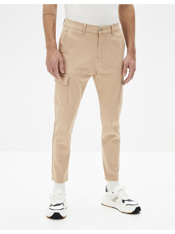 Celio Béžové pánske skrátené nohavice s vreckami Celio Cargo Ronar