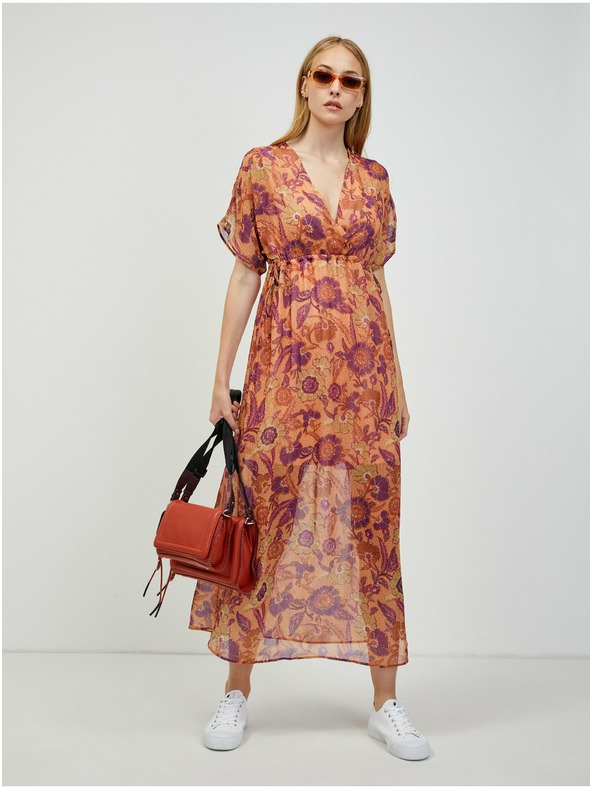 Orsay Oranžové kvetinové maxi šaty ORSAY