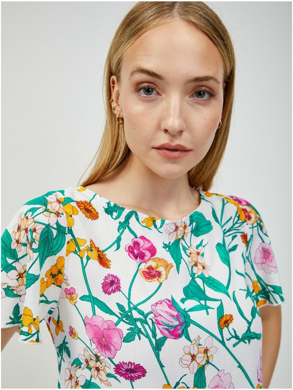 Orsay Zeleno-biela kvetinová blúzka so zaväzovaním na chrbte ORSAY
