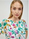 Orsay Zeleno-biela kvetinová blúzka so zaväzovaním na chrbte ORSAY