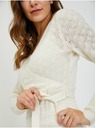 Orsay Krémové dámske perforované svetrové šaty so zaväzovaním ORSAY