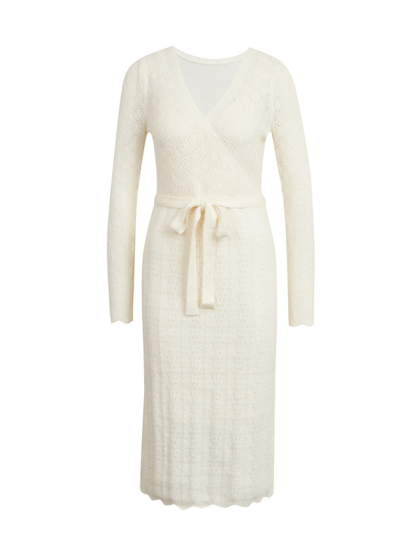 Orsay Krémové dámske perforované svetrové šaty so zaväzovaním ORSAY