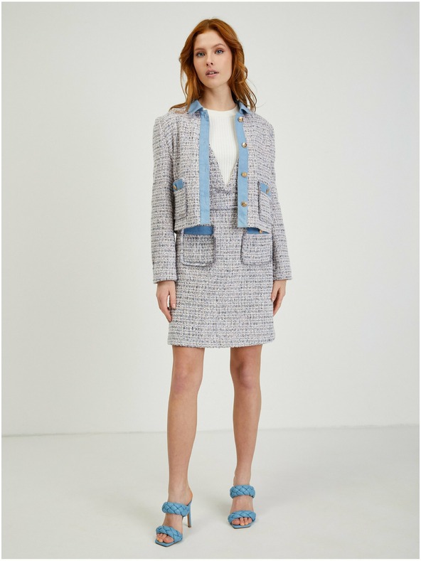 Orsay Svetlosivé dámske tvídové šaty ORSAY