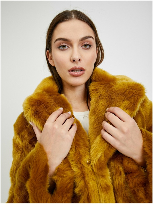 Orsay Horčicový dámsky kožuch ORSAY