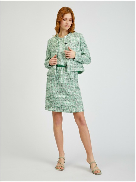 Orsay Zelené dámske vzorované šaty s opaskom ORSAY
