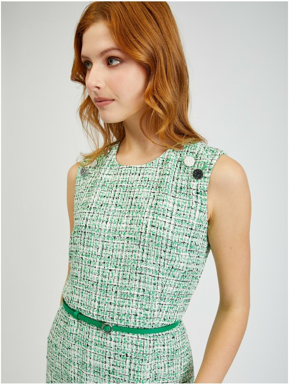 Orsay Zelené dámske vzorované šaty s opaskom ORSAY