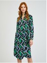 Orsay Zeleno-čierne dámske vzorované zavinovacie šaty ORSAY