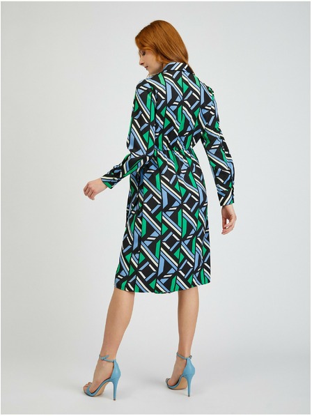 Orsay Zeleno-čierne dámske vzorované zavinovacie šaty ORSAY