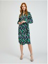 Orsay Zeleno-čierne dámske vzorované zavinovacie šaty ORSAY