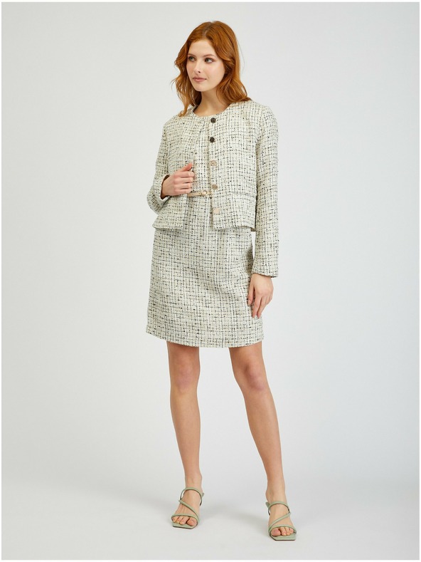 Orsay Krémové dámske vzorované šaty s opaskom ORSAY