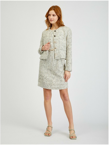 Orsay Krémové dámske vzorované šaty s opaskom ORSAY