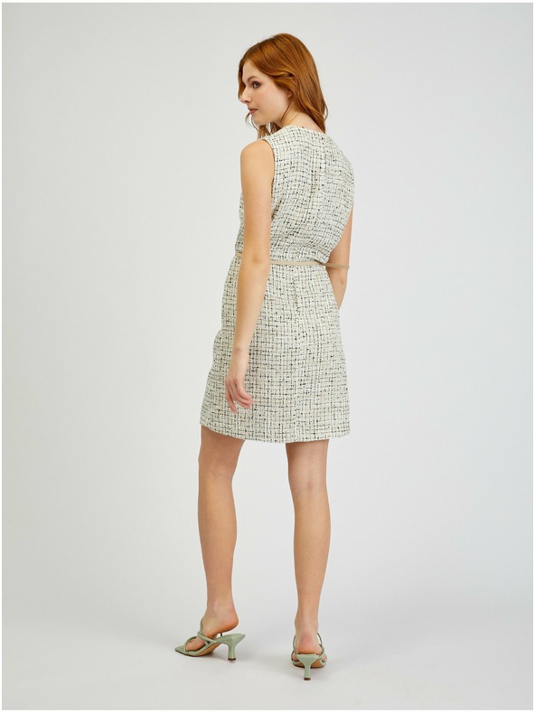 Orsay Krémové dámske vzorované šaty s opaskom ORSAY