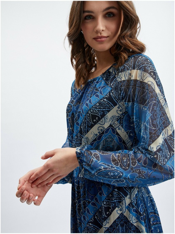 Orsay Tmavomodré dámske vzorované šaty ORSAY