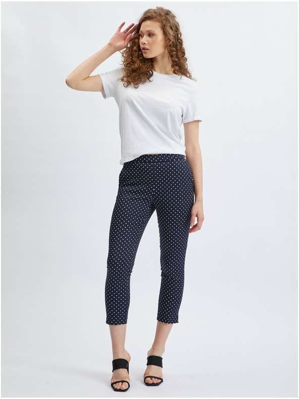 Orsay Tmavomodré dámske trojštvrťové pruhované nohavice ORSAY