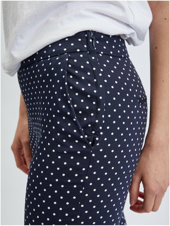 Orsay Tmavomodré dámske trojštvrťové pruhované nohavice ORSAY