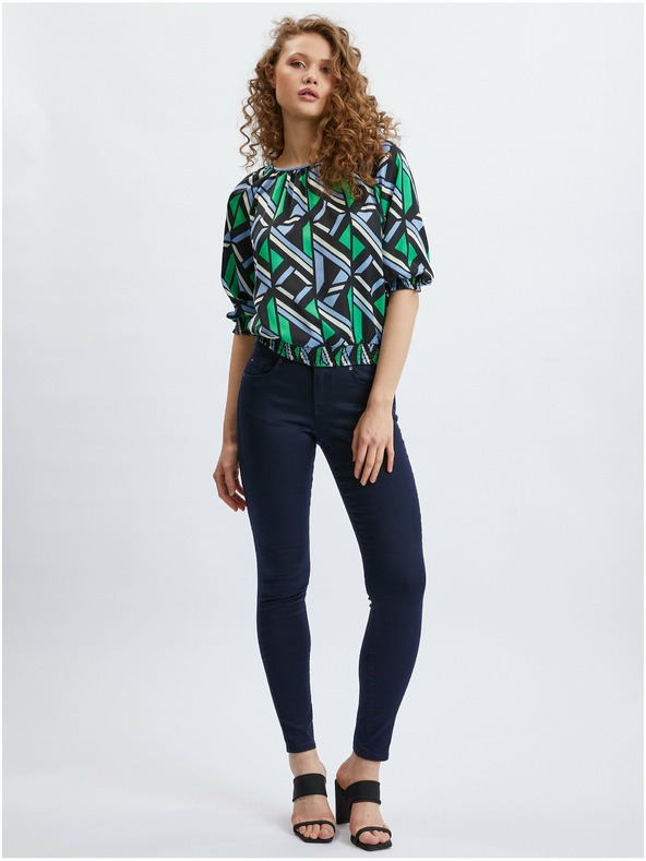 Orsay Čierno-zelená dámska vzorovaná blúzka ORSAY